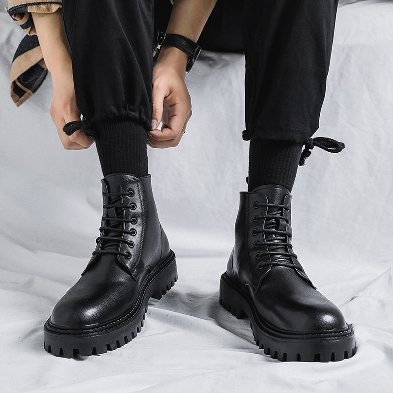 Men'S Shoes With Height Increase - أحذية رجالية عالية الرقبة من الجلد،
